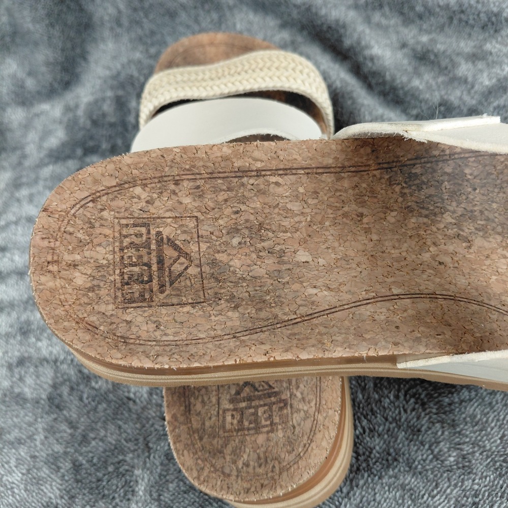 Reef Cushion Vista Hi Platform Sandals Womens 9 Cream Tan Woven Slide RF0A522L - Picture 6 of 8